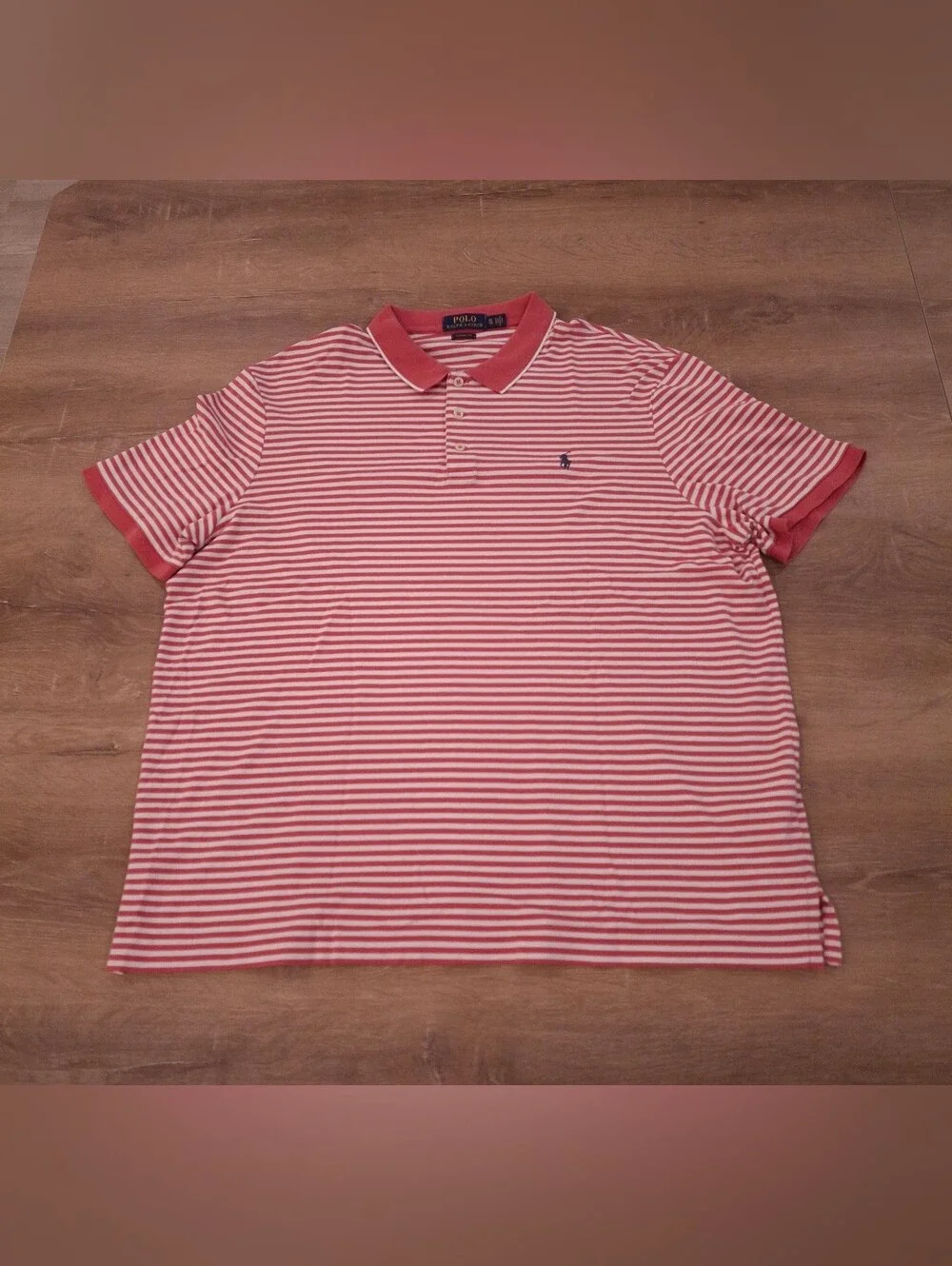 Polo Ralph Lauren Classic Fit Striped Polo Shirt Men's XL Coral Pink